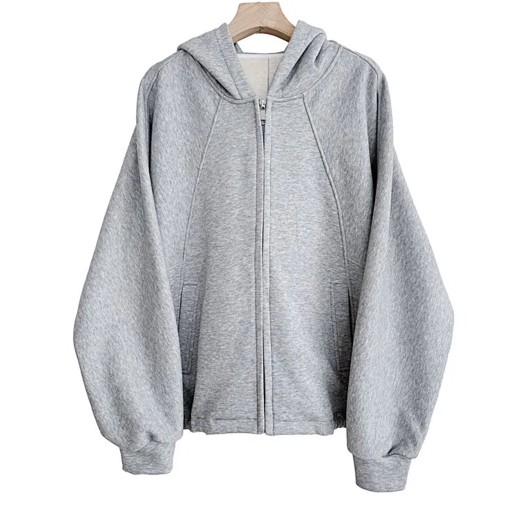 美式复古灰色高级感连帽拉链卫衣女2025新款宽松百搭外套