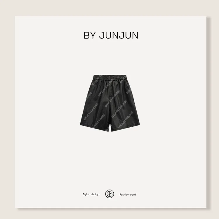 ByJunjun【五分皮裤】松紧腰羊皮皮裤