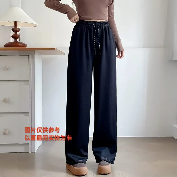 【靓衣园】时尚洋气窄版加绒加厚直筒裤