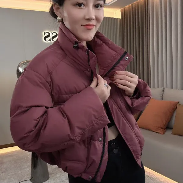 【耿老板6001#】复古港风双口袋立领小短款防寒白鸭绒安心绒服外套