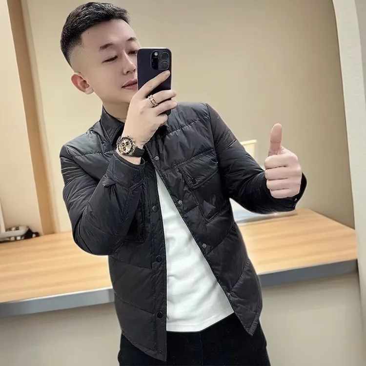 秋冬网红百搭轻薄保暖男士棉衣时尚休闲修身韩版加棉短款外套棉服