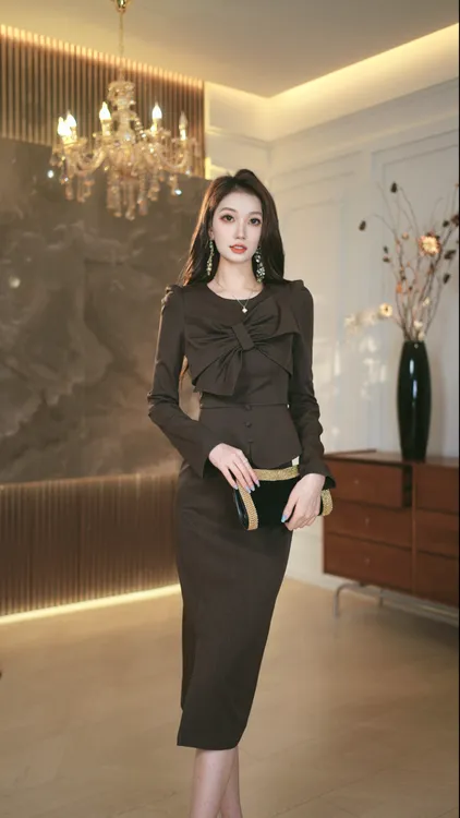 罗曼定制   原创设计套装收腰时尚套装秋季裙子包臀修身秋季