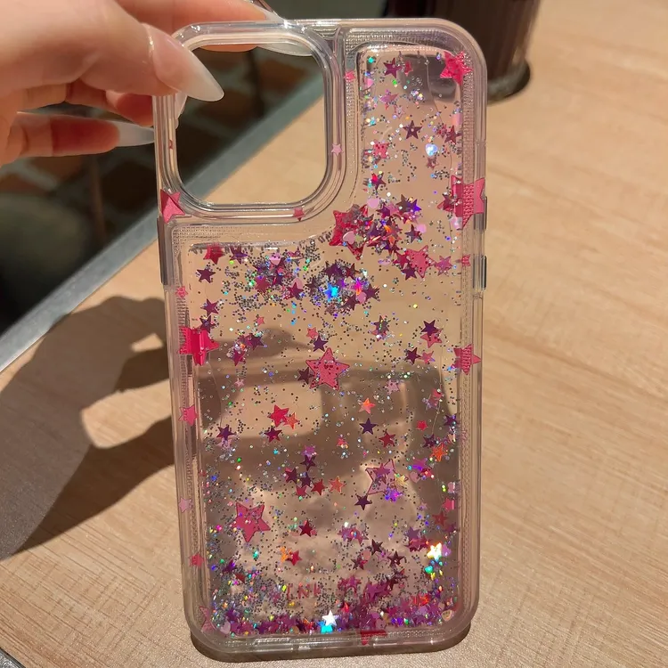 亮片星星流沙透明壳适用于苹果Iphone16promax手机壳防摔高颜值15