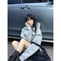 重磅开衫卫衣纯色上衣连帽外套男女2025秋冬新款慵懒风百搭宽松