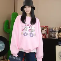 【劉發發】U108【粉色Kitty】秋款韩版百搭显瘦休闲打底宽松T恤长袖
