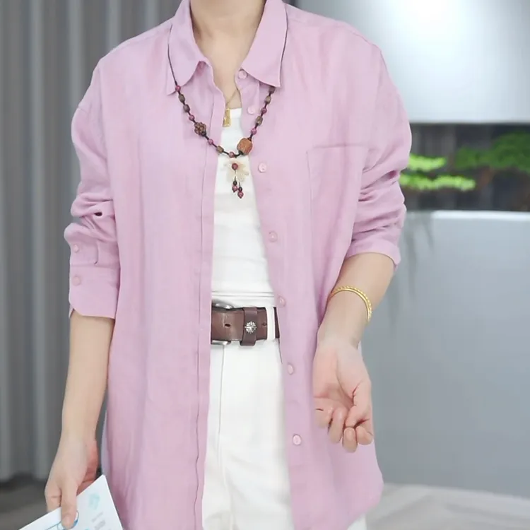 【衣长69-71】高端雨露麻衬衫宽松大码百搭夏季外套休闲透气9999