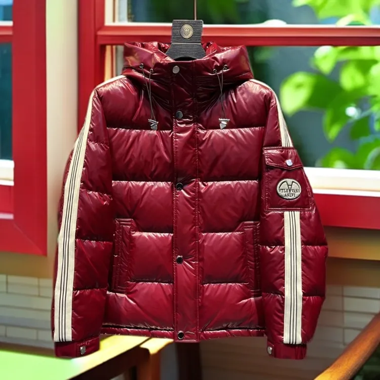 娜罗普西男士休闲时尚连帽羽绒服男士潮牌白鸭绒加厚保暖亮面外套