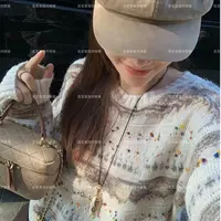 【花花菜】‘’费尔岛“秋季重工慵懒风圆领钩花针织宽松毛衣