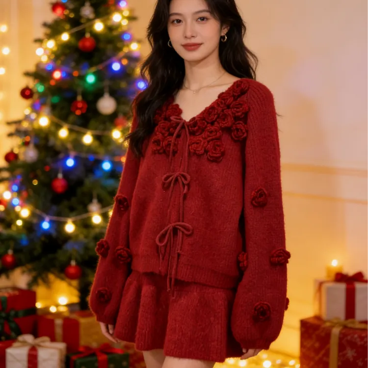 秋冬款针织毛衣套装居多时尚气质宽松韩版百搭