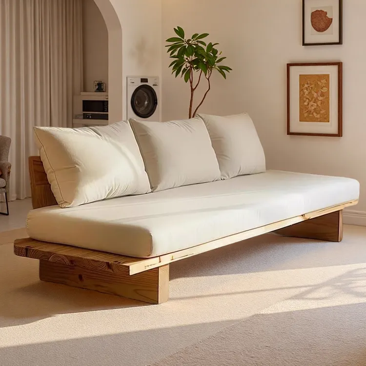 北欧休闲实木沙发客厅小户型复古民宿酒店单双人可拆洗布艺沙发椅