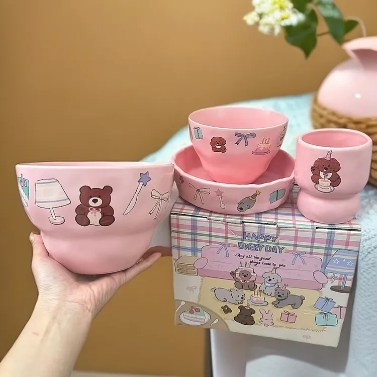 澳芯 粉色少女心满满 一盘一杯两碗 礼盒装惊喜满满哦