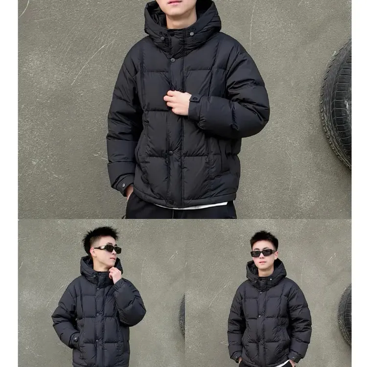 冬季新款白鸭绒泡芙面包羽绒服潮款保暖加厚连帽简约男女同款外套
