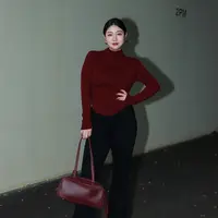 多肉宝贝半高领长袖打底衫女微胖mm穿褶皱修身显瘦上衣B3024