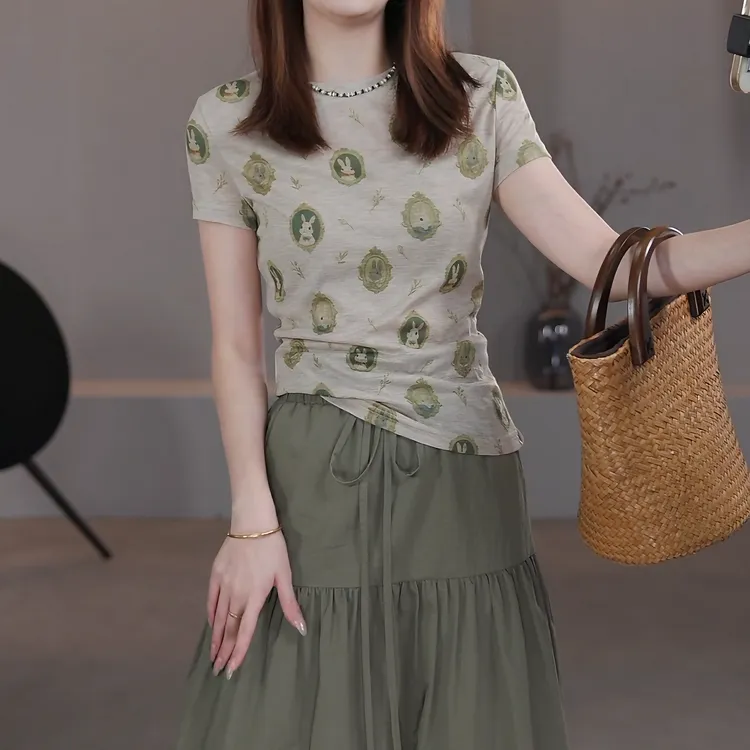 夏季2025年新款短袖薄款气质显瘦高级感百搭T恤上衣LK2504516