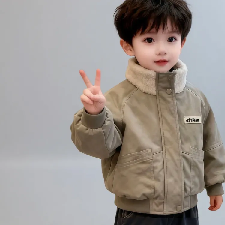2025秋冬季新款棉衣外套儿童装加绒加厚保暖休闲短款男女童棉服