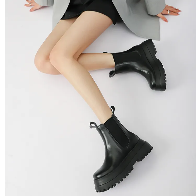 切尔西靴英伦风厚底弹力瘦瘦靴靴子时尚女靴英伦风