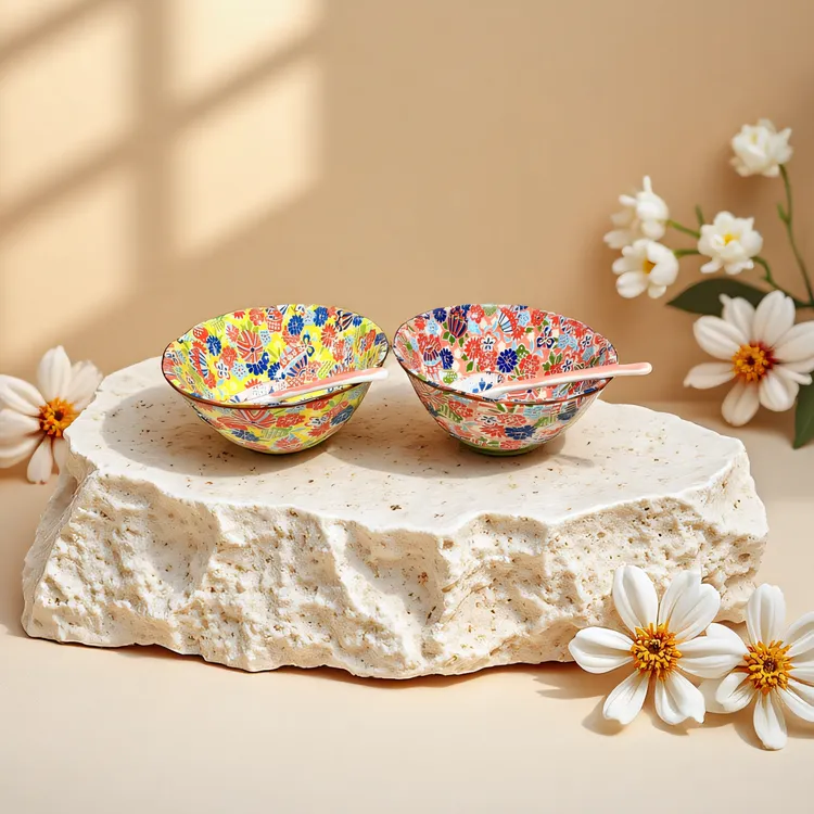 四季繁花星辰6.5英寸陶瓷波浪面碗套装