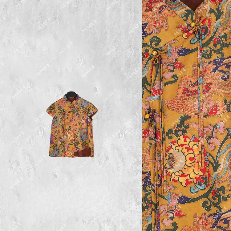 【绮梦】新中式国风新款立领斜开襟盘扣长流苏提花上衣MCGSY0915