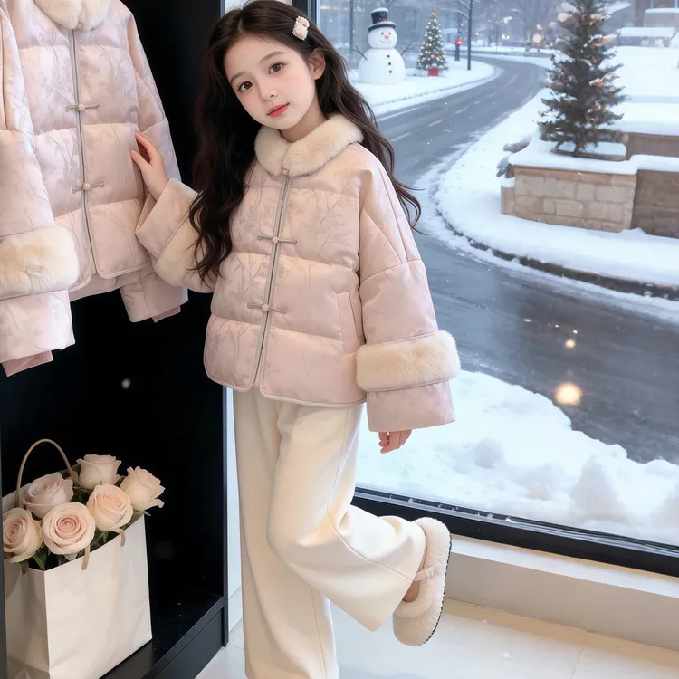 女童国风棉服2025新款冬季中大童新中式拜年服棉袄儿童棉衣外套