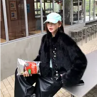 婉君Y【纽扣外套】冬季加厚保暖定制扣毛毛皮草外套LWJ25D4C3863