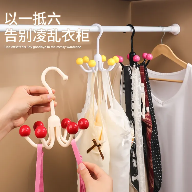 家用多功能多巴胺旋转六爪挂钩免打孔挂包架内衣衣帽挂钩收纳架子