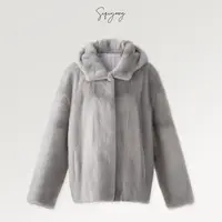 SIQIYOUNG【Maggie精选】格陵兰岛-进口蓝宝石原色带帽水貂皮草外套