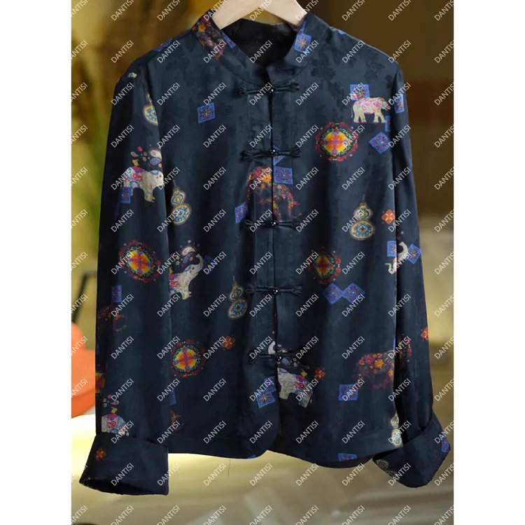 听竹语《非遗美学》1572新中式盘扣立领衬衫