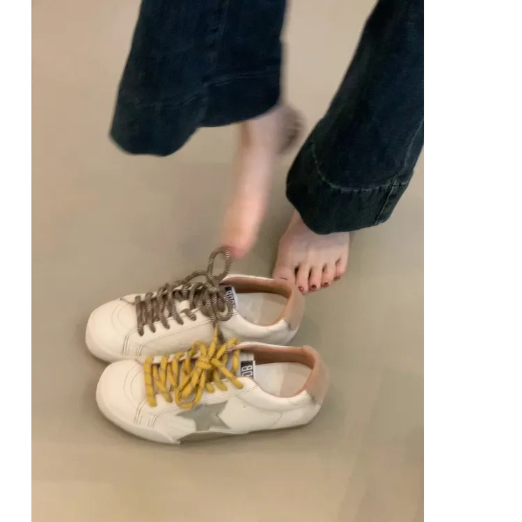 自留版~复古休闲鞋做旧星星小脏鞋百搭德训鞋系带平底运动板鞋女