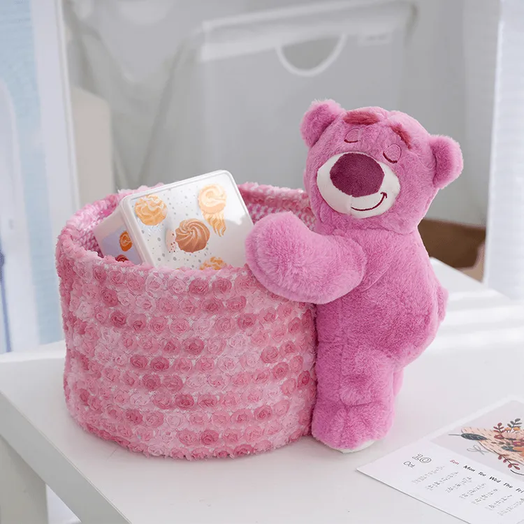 玩具化妆台茶几收纳筐卡通可爱桌面玄关遥控器钥匙整理篮棉绳材质