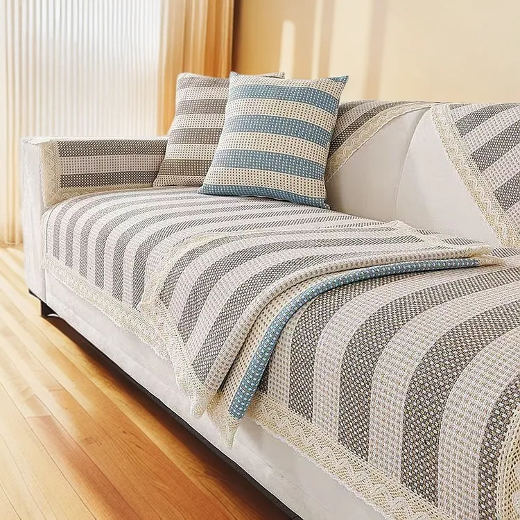 四季通用棉麻沙发垫新中式布艺防滑沙发坐垫家用沙发套盖布靠背巾