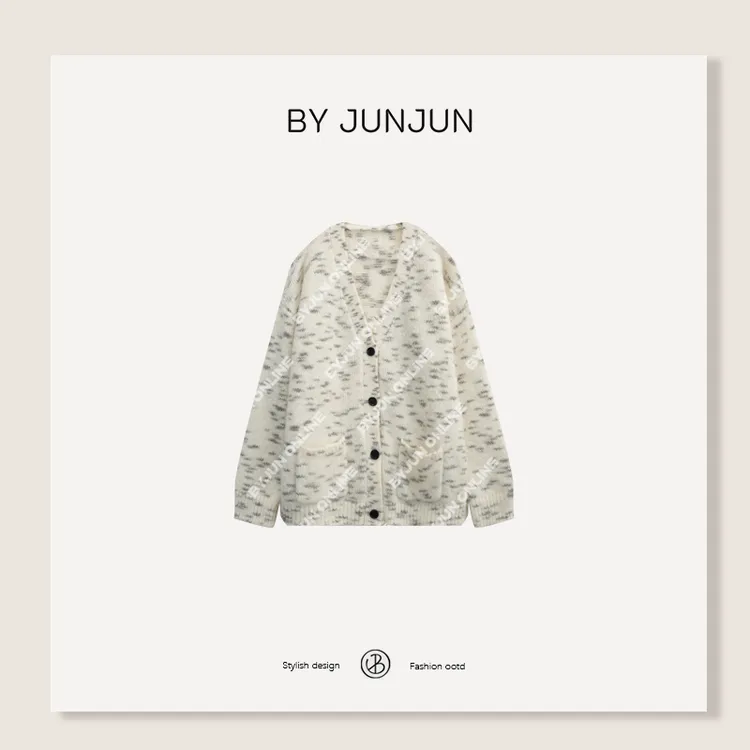 BYJUNJUN【流星】 KISS品牌虎纹纱线羊毛羊驼毛马海毛开衫