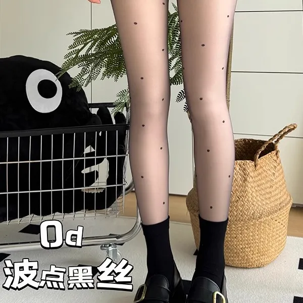 【替换黑丝外层】波点加绒黑色可拆卸双层光腿神器秋冬季高透丝袜