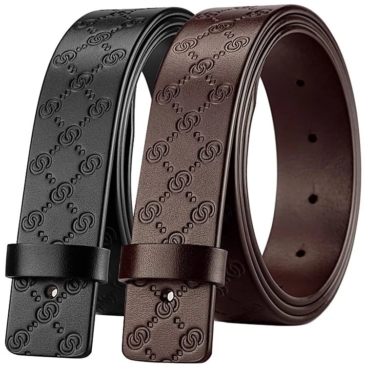 无头纯牛皮皮带男真皮不带头带身针扣男士头层牛皮腰带无扣不带扣