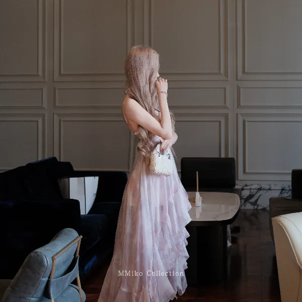 MMiko 「瑰雾缪斯」吊带飘逸不规则多层裙摆沙滩裙生日礼服