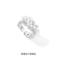 Shelly Shell 铜合金锆石戒指 皇冠满天星戒指 开口圈口可调节