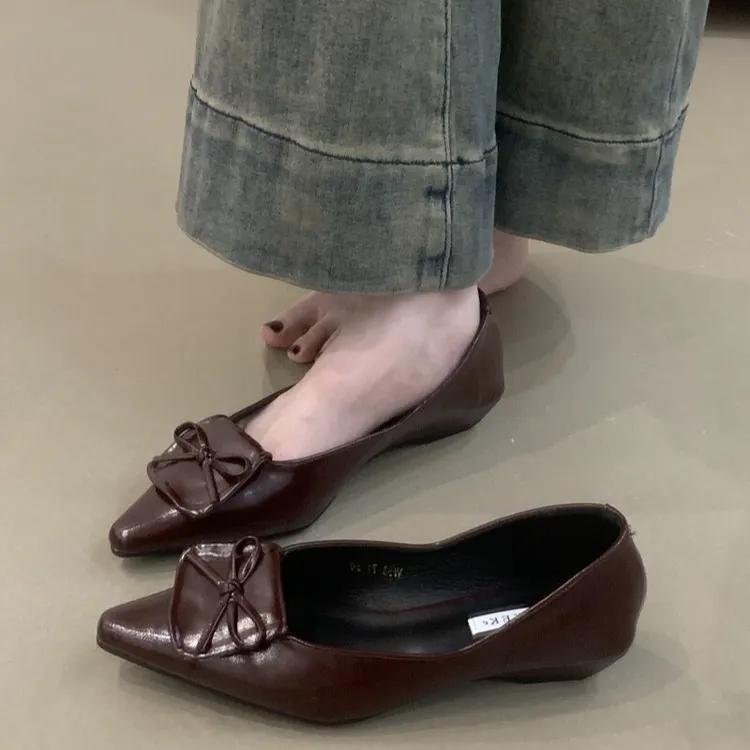 MKK-W53-71法式小坡跟气质单鞋女尖头不累脚高跟鞋职业通勤工作鞋