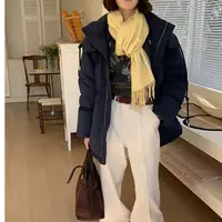 【大金家】韩国代购小众原创极简风中长款加绒加厚款气质纯色