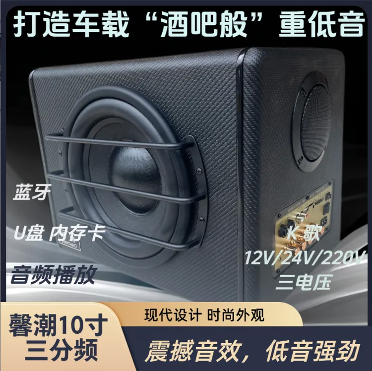 馨潮10寸大炮边震撼音质大功率有源蓝牙重低音炮12V/24V/220V通用