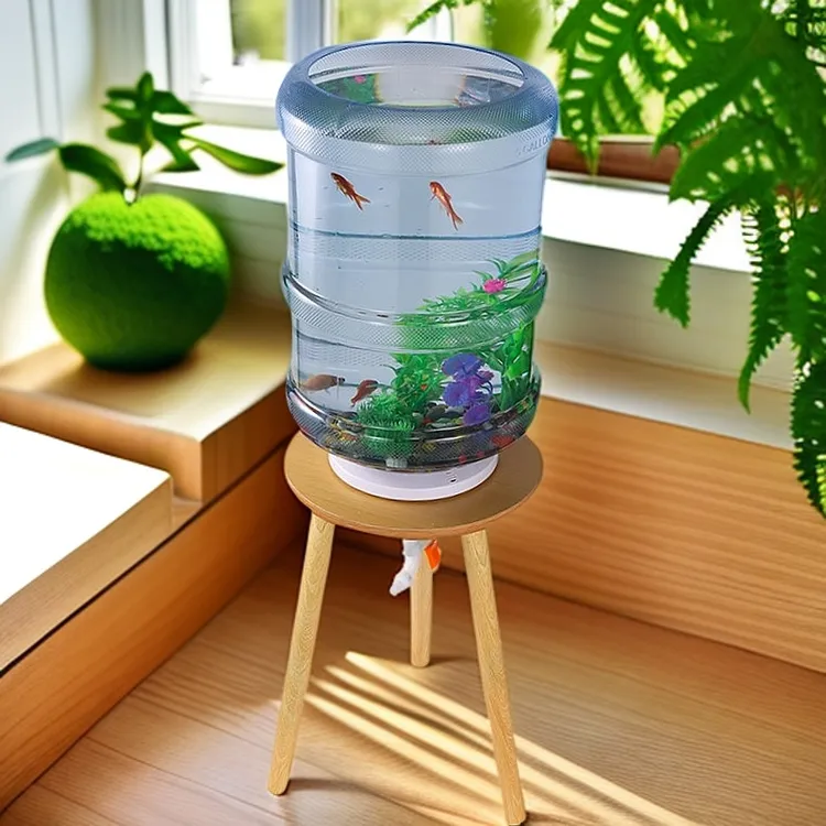 矿泉水桶养鱼支架家用透明创意生态鱼缸纯净水桶改装水族箱
