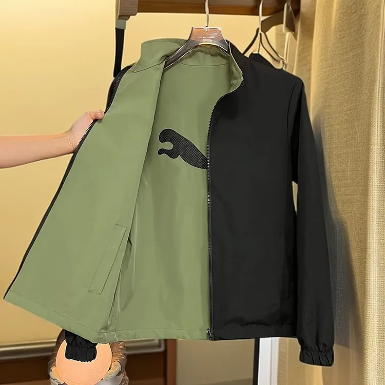 709（双面穿）春季新款时尚百搭立领刺绣双面夹克外套