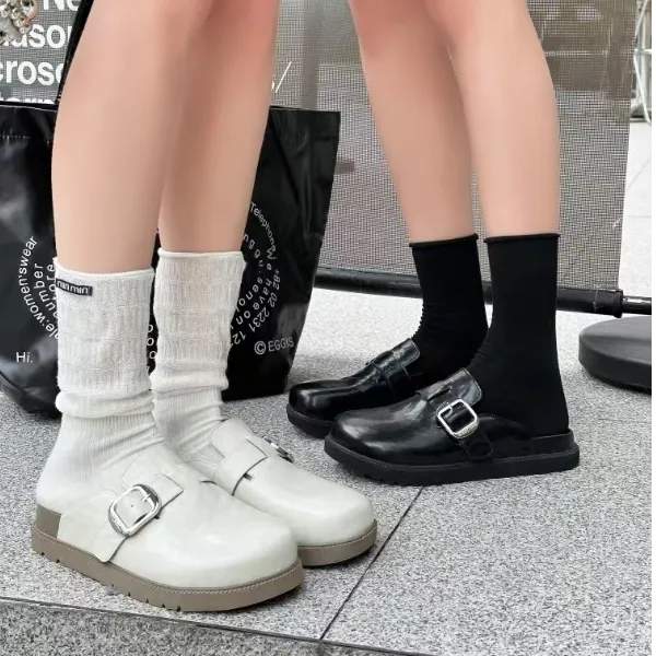 （唯品专属）7756新款平底休闲半拖鞋百搭圆头时尚平底女鞋韩版