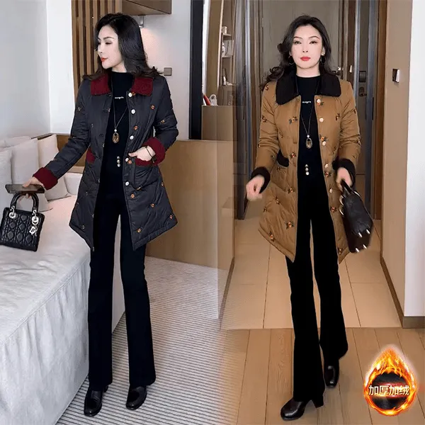 2025冬季新款穿搭修身洋气休闲时尚气质小个子中长款棉服风衣百搭