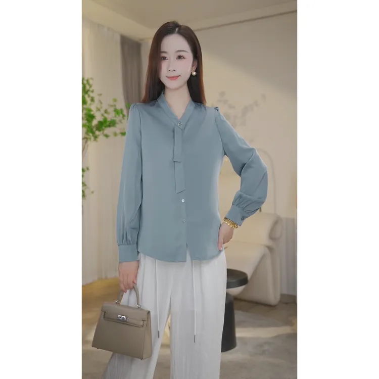 【杨杨专属】专柜衬衫衬衣女设计感小众气质宽松洋气8593031湖水蓝