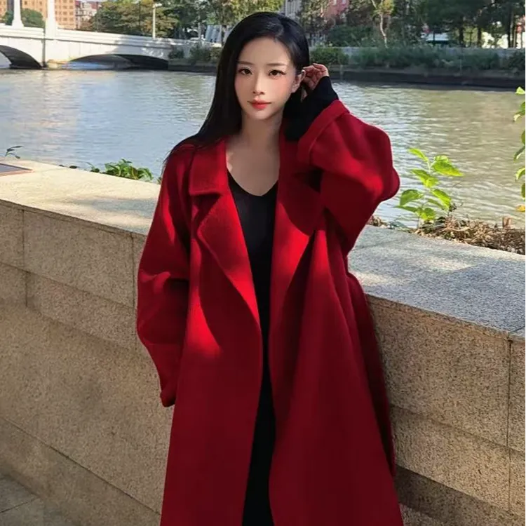 柒柒【西西里】100%初剪羊毛爆款气质纯手工双面羊毛大衣