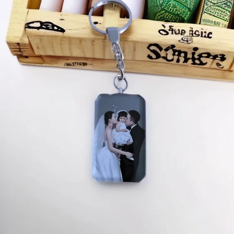 照片个性定制男女用水晶钥匙扣链子相片挂件制作diy创意生日礼物
