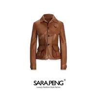 SARA.PENG奢品款｜秋冬重工真皮羊皮拼接百搭皮衣外套｜1D168465