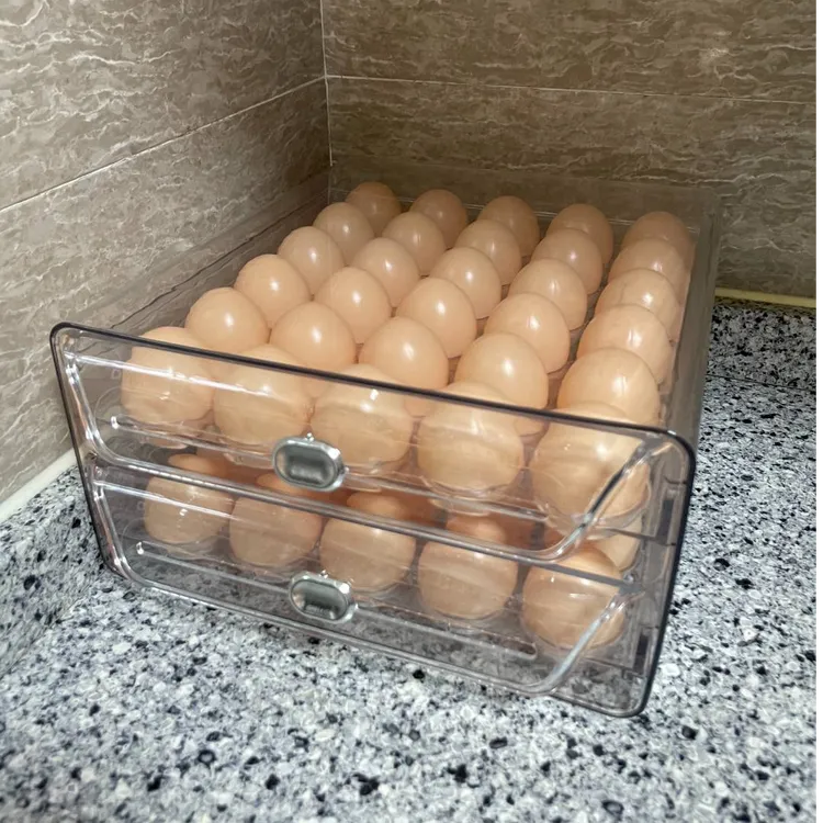 鸡蛋收纳盒食品级透明多规格双层抽屉式鸡蛋盒冰箱专用鸡蛋保鲜盒