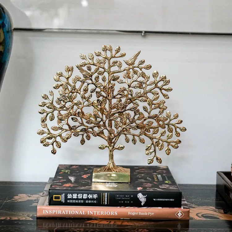 【奇居铜瓷】黄铜发财树 客厅桌面装饰玄关酒柜摆件#GY