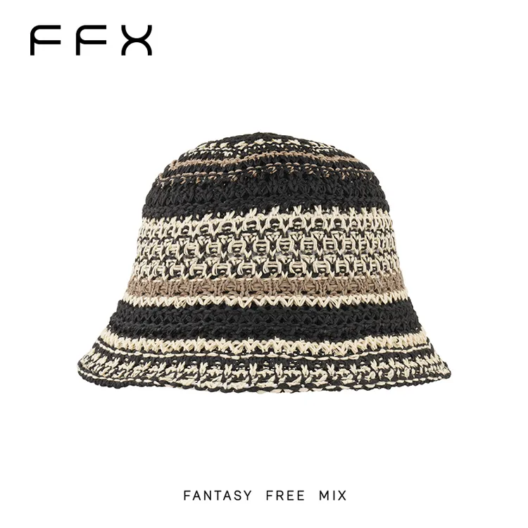 FANTASY FREE MIX【黑屿岛】高级混色镂空漏气针织盆帽