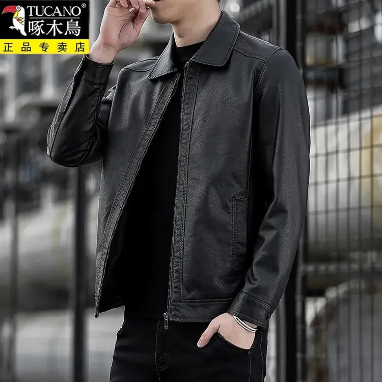 啄木鳥秋冬季休闲皮衣男外套时尚宽松机车衣服帅气皮夹克男装潮